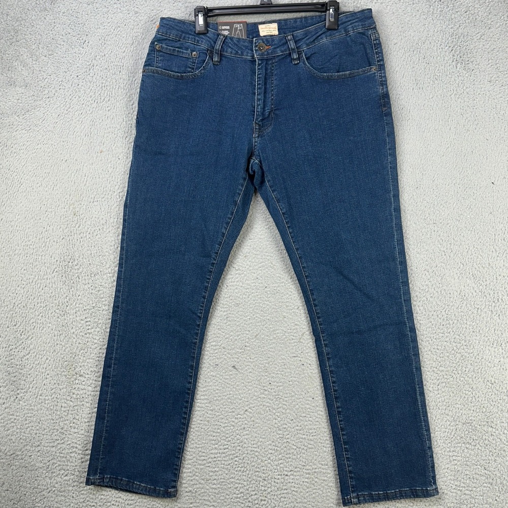 Weatherproof Mens Vintage Straight Leg Jeans 34X30 Blue Stretch Denim‎ Pants NEW